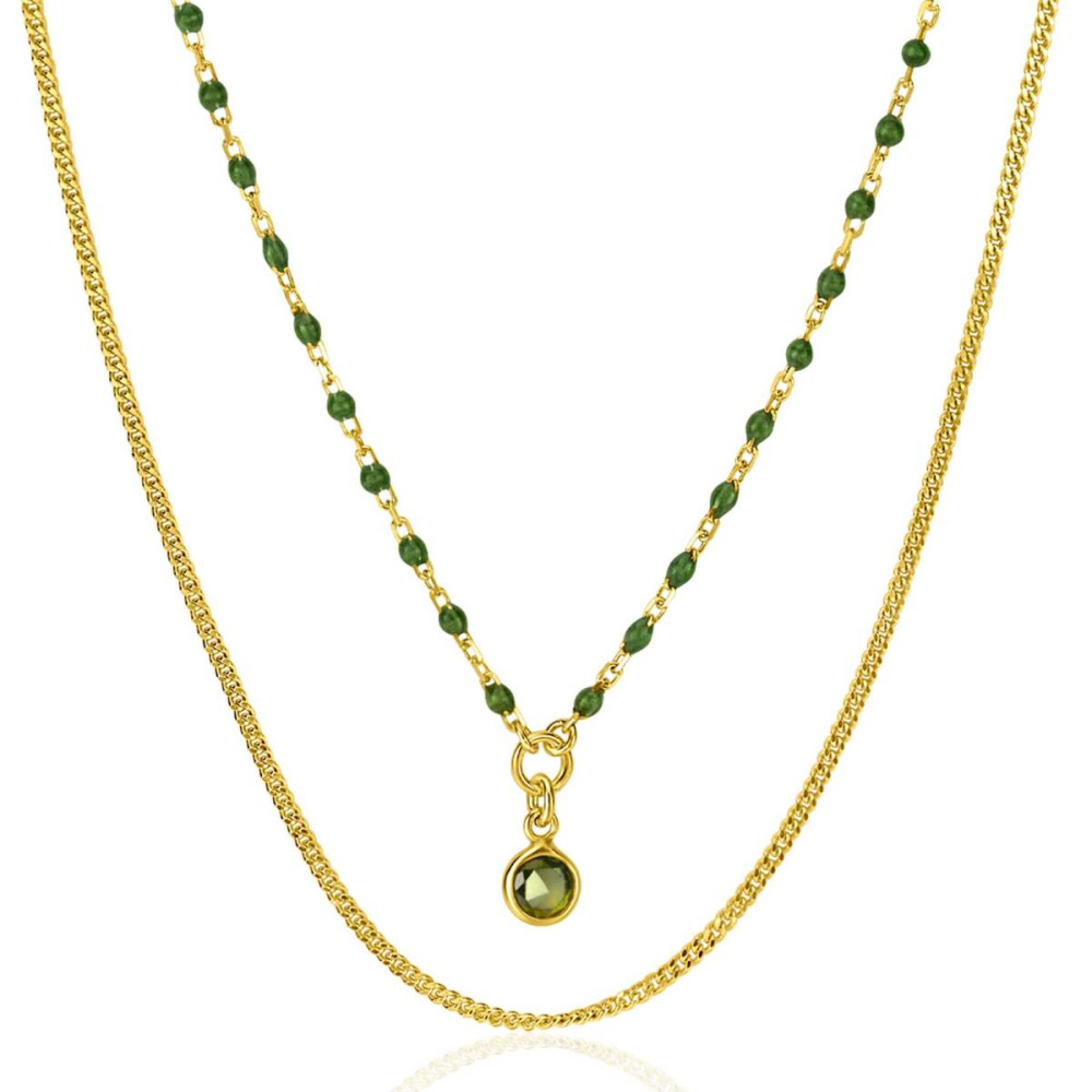 zinzi-zic2528g-ketting-goudkleurig-groene-bolletjes-hangers-2-mm-breedte-lengte-42-45-cm