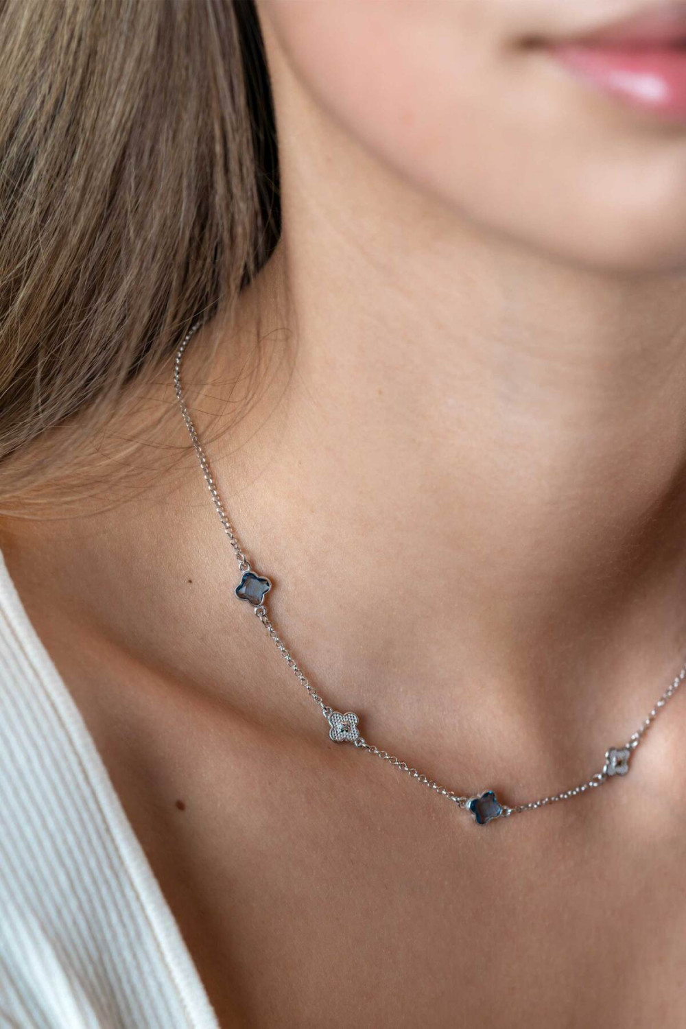 zinzi-zic2582-rond-schakelketting-met-klaver-elementen-8-mm-breedte-lengte-40-45-cm