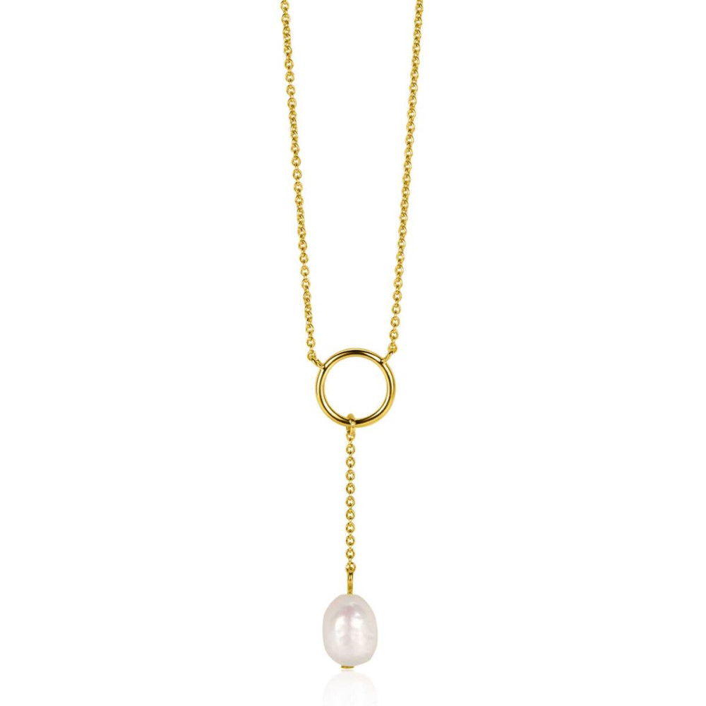 zinzi-zic2615-ketting-met-hanger-anker-gold-plated-parel-30-mm-lengte-42-45-cm