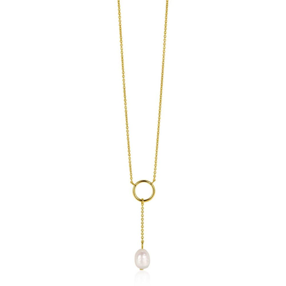 zinzi-zic2615-ketting-met-hanger-anker-gold-plated-parel-30-mm-lengte-42-45-cm