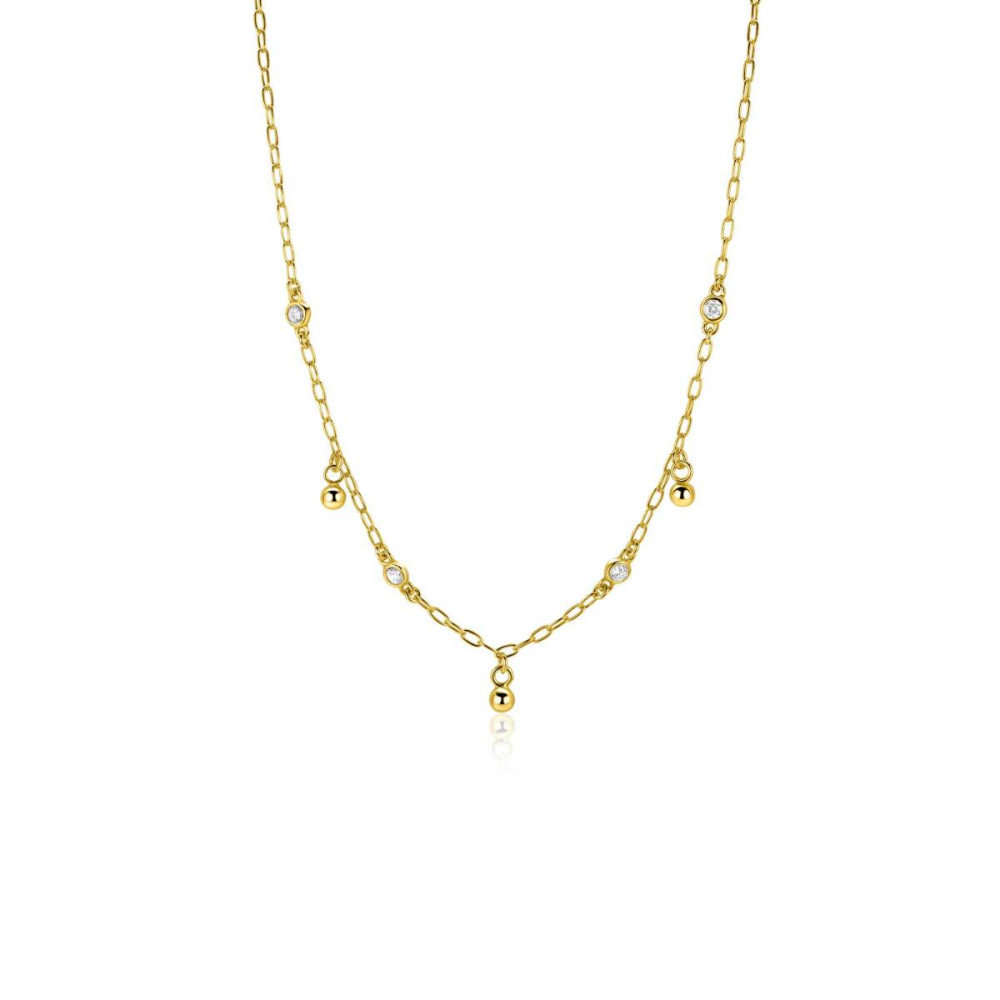 zinzi-zic2658-schakelketting-goudkleurig-zirkonia-met-drie-bolletjes-lengte-42-45-cm