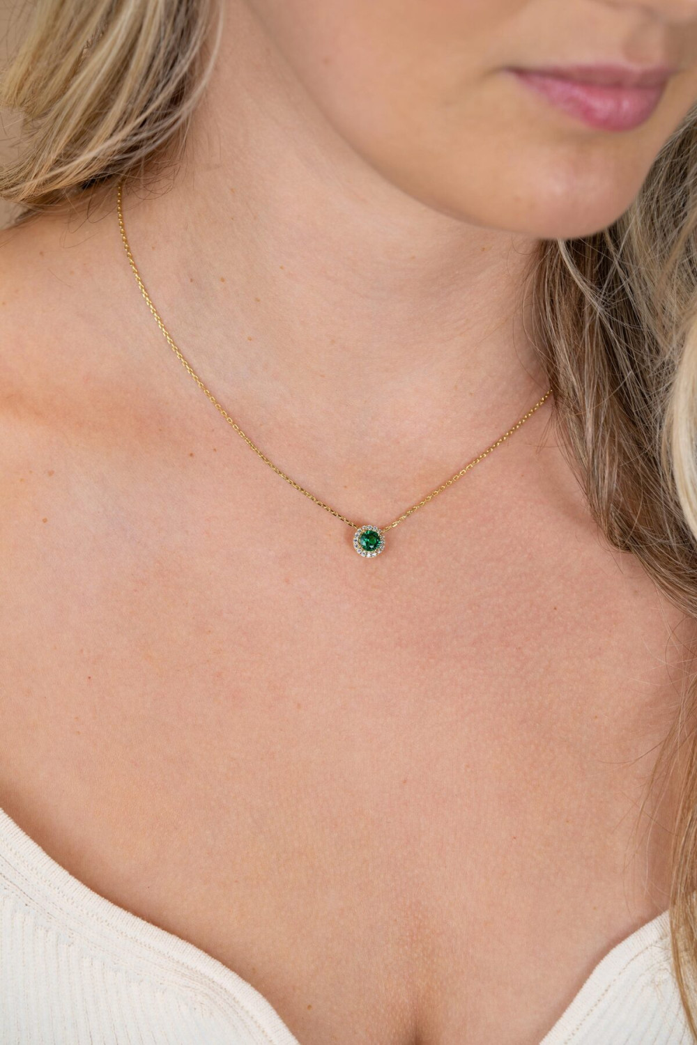 zinzi-zic2697g-ketting-met-hanger-groen-briljant-goudkleurig-8-mm-lengte-45-cm