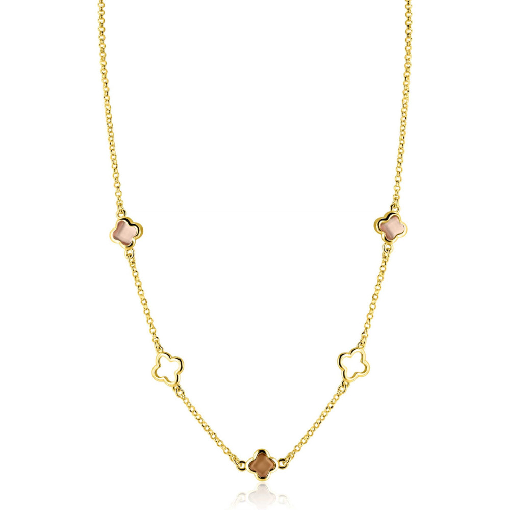 zinzi-zic2772-klavertje-vier-collier-gold-plated-bruine-stenen-9-mm-breedte-lengte-40-45-cm