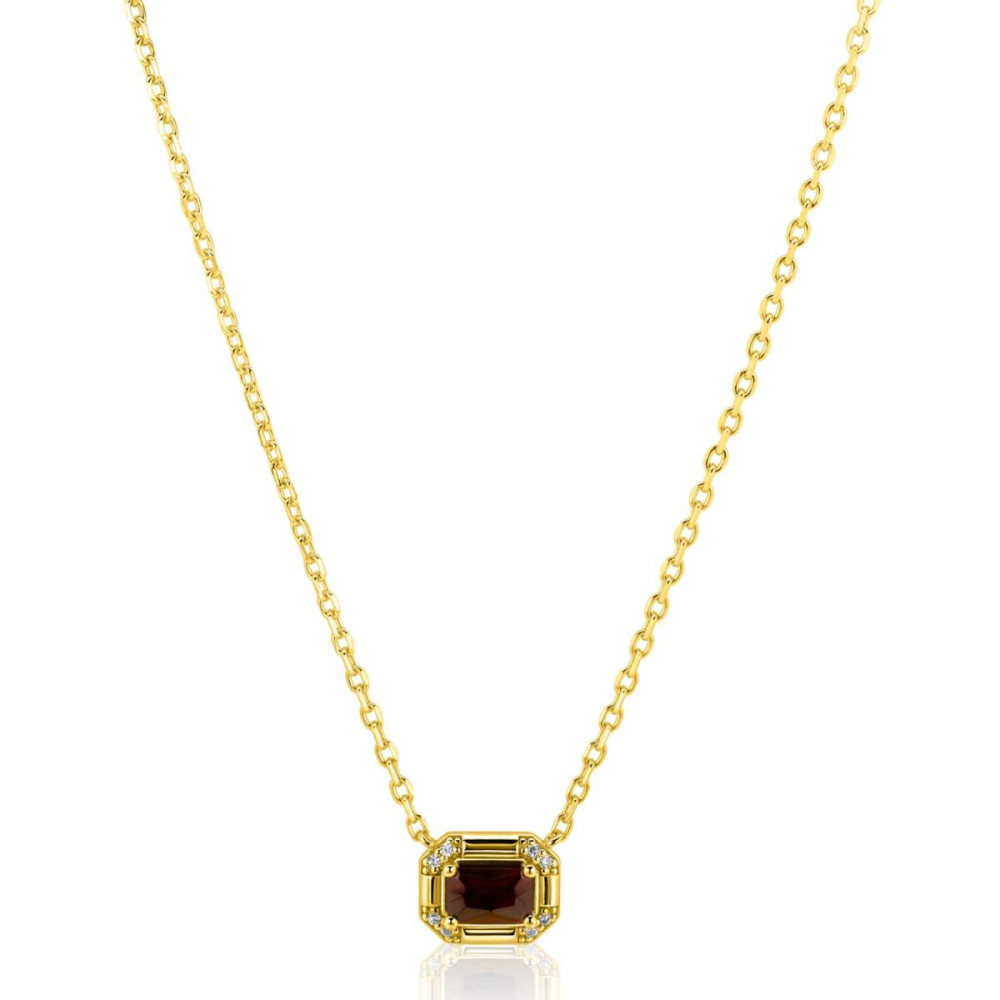 zinzi-zic2803-ketting-met-achthoekige-hanger-bruine-kleursteen-10-mm-lengte-42-45-cm