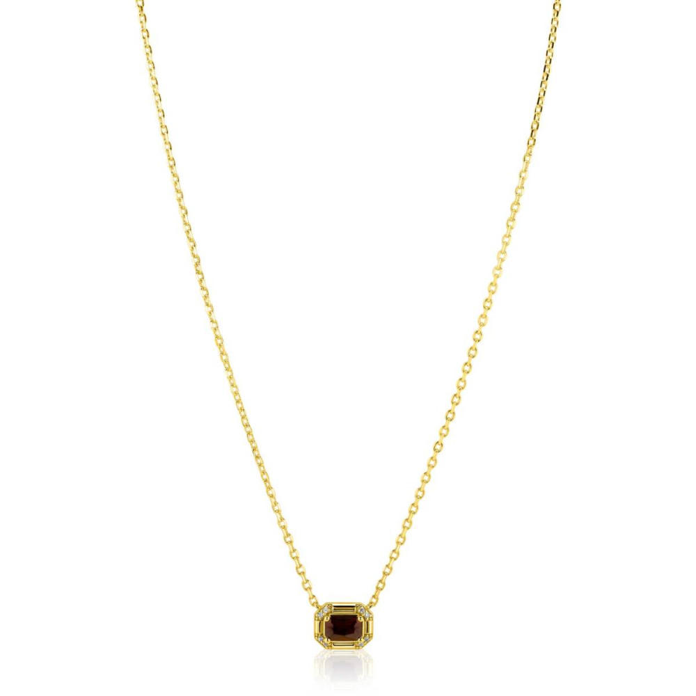 zinzi-zic2803-ketting-met-achthoekige-hanger-bruine-kleursteen-10-mm-lengte-42-45-cm