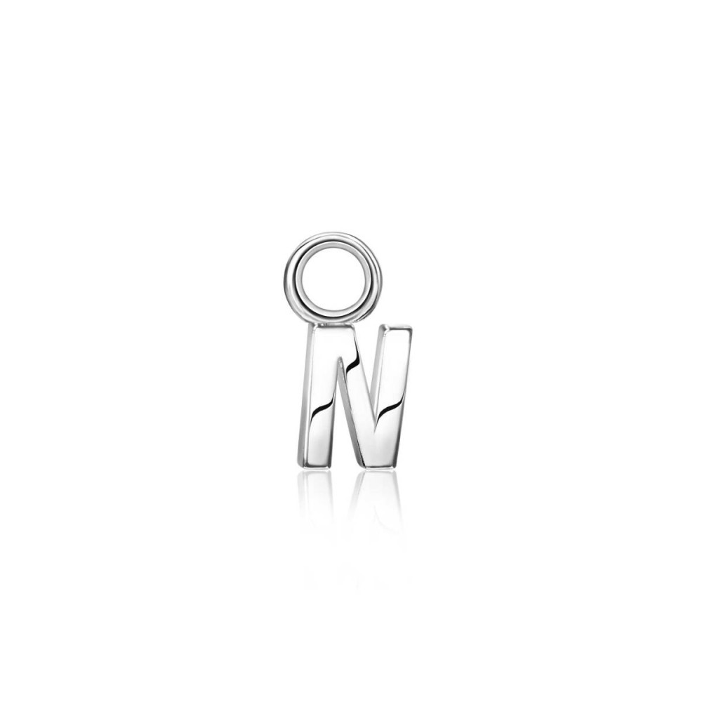 zinzi-zich2144n-oorbedels-zilver-letter-n-glanzend-minimalistisch