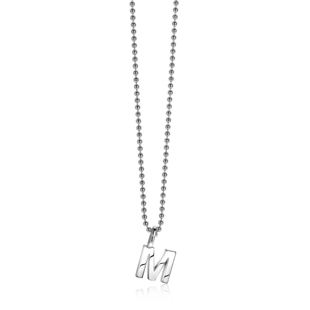 zinzi-zih2140m-zilveren-glanzende-letterhanger-m-bolletjesketting-925-gerhodineerd