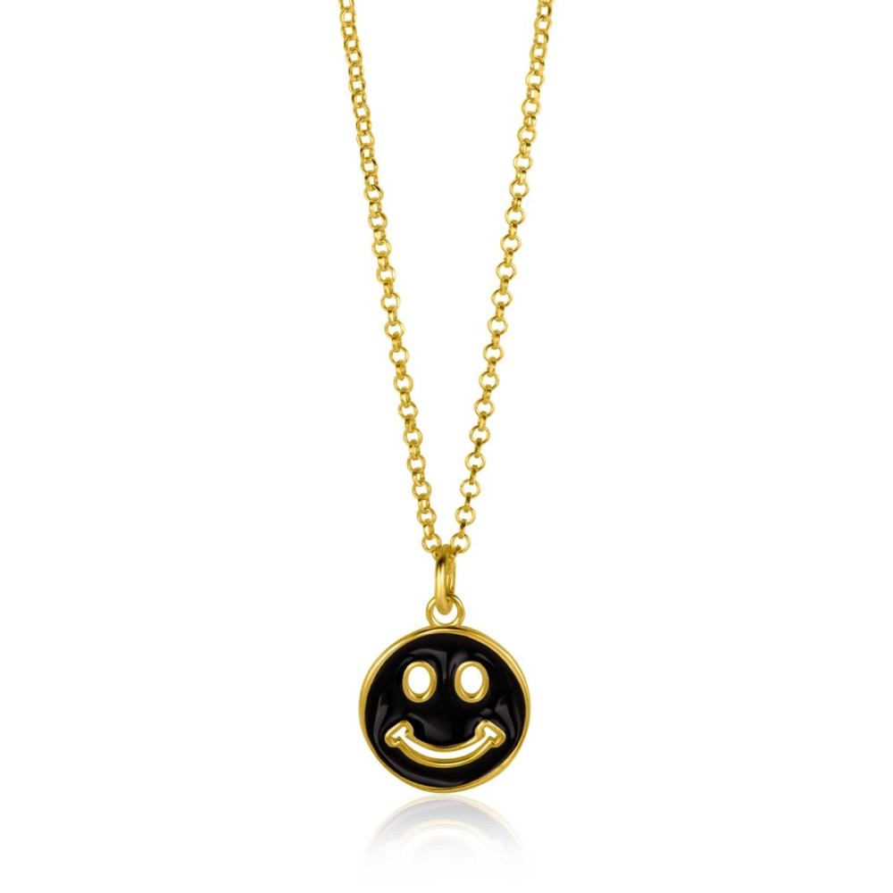 zinzi-zih2312z-zwarte-smiley-hanger-emaille-en-goudkleurige-plating-22-mm-hoogte