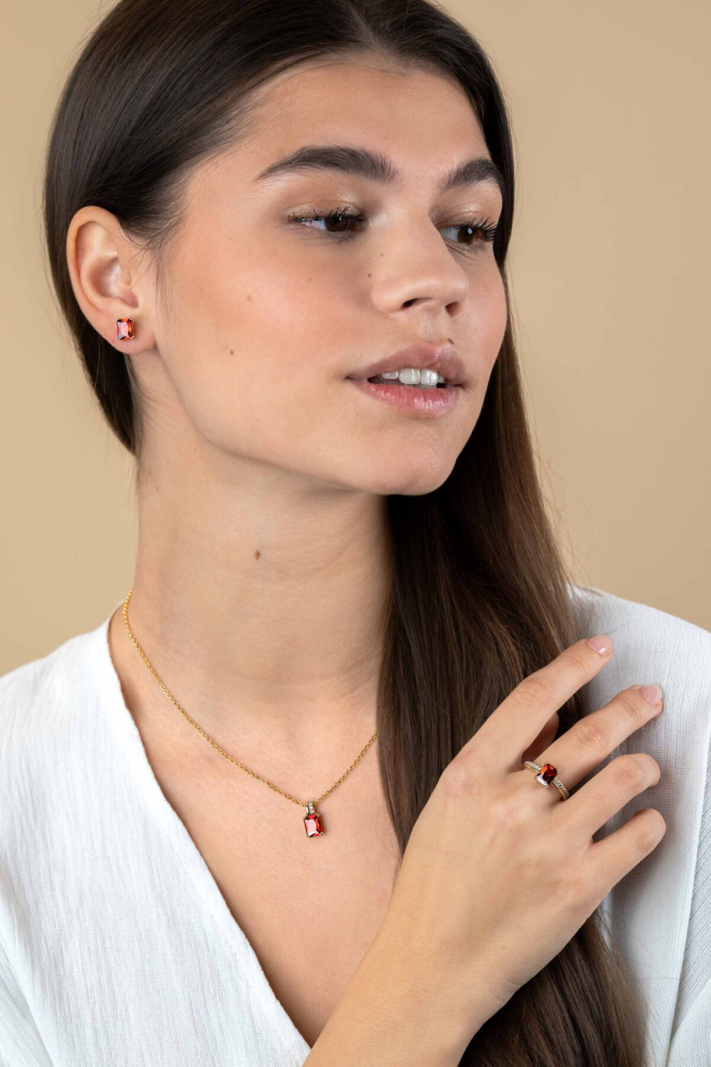 zinzi-zih2392r-hanger-gold-plated-rechthoek-granaat-zirkonia-dames-6-mm-breed-x-14-mm-hoog