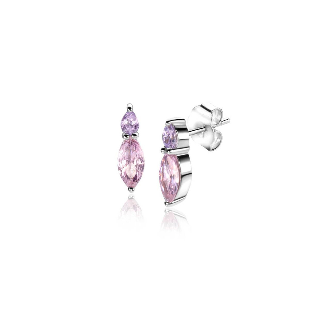 zinzi-zio2498-oorstekers-zilver-zirkonia-paars-roze-glanzend-3-mm-breed-x-10-mm-diameter
