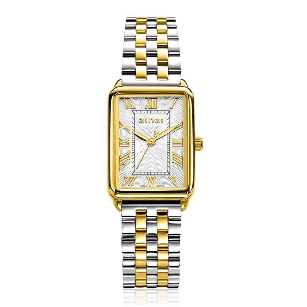 zinzi-ziw1907-horloge-bicolor-staal-schakelband-romeinse-cijfermarkering-o-28-mm