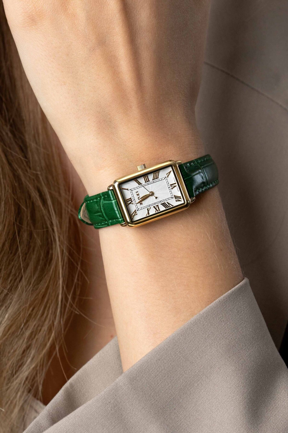 zinzi-ziw1907g-horloge-bicolor-staal-groene-leren-band-rechthoekige-kast-28-mm