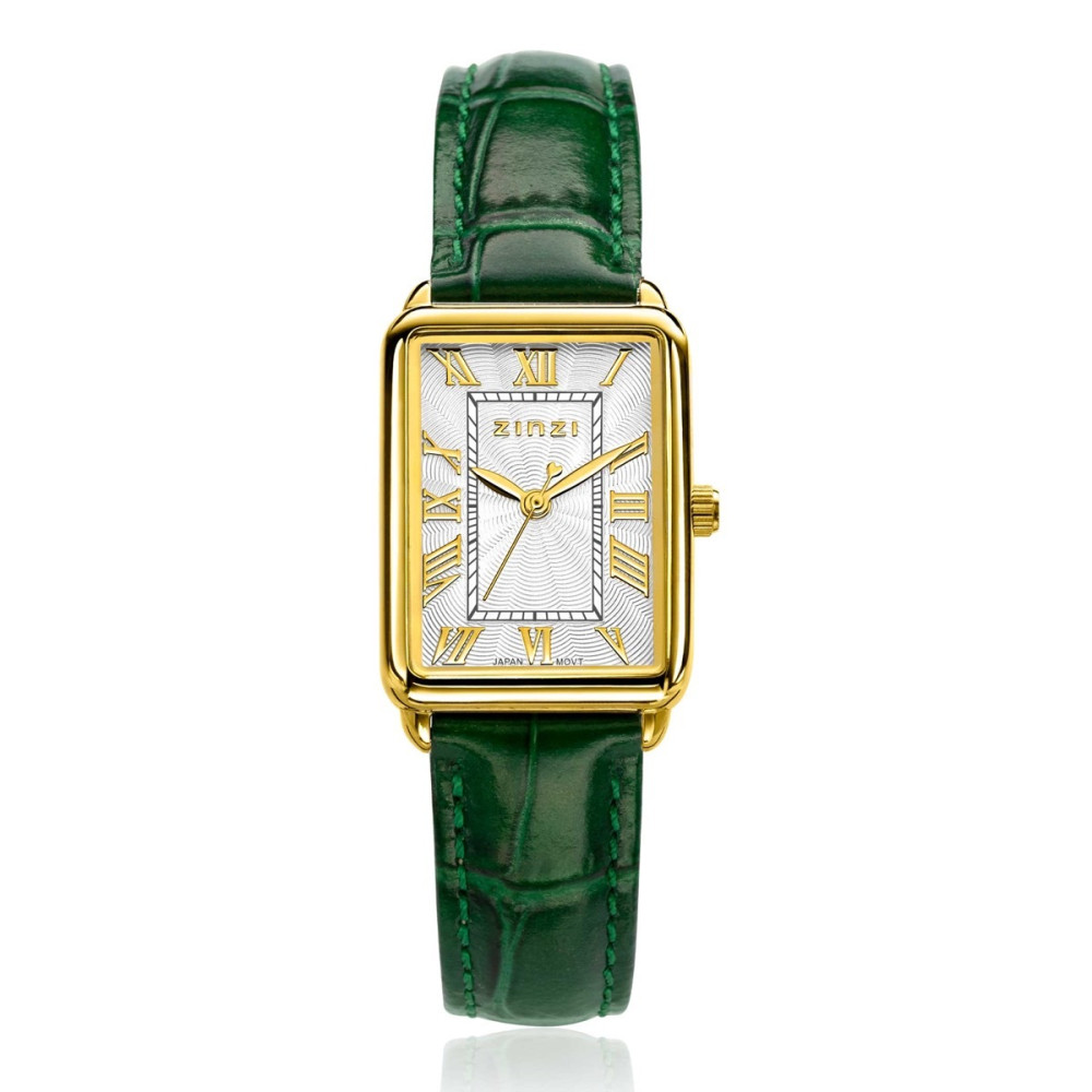 zinzi-ziw1907g-horloge-bicolor-staal-groene-leren-band-rechthoekige-kast-28-mm
