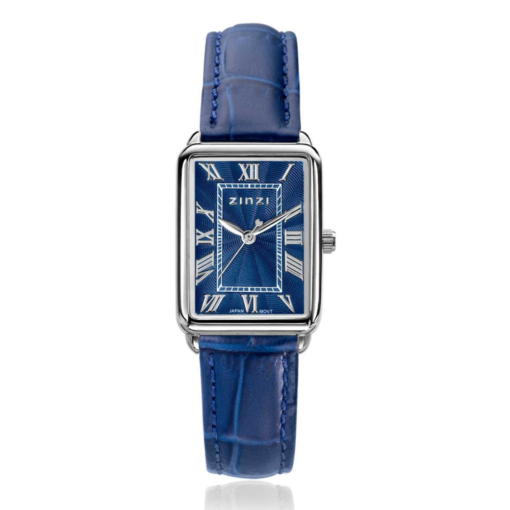 zinzi-ziw1955b-horloge-zilverkleurig-staal-blauw-leren-band-krokodillenpatroon-o-28-mm