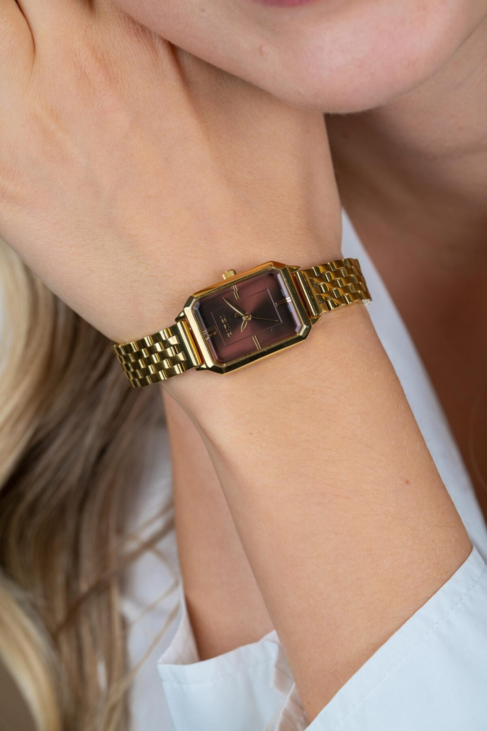 zinzi-ziw2536-horloge-verguld-staal-schakelband-bruine-wijzerplaat-rechthoekige-kast