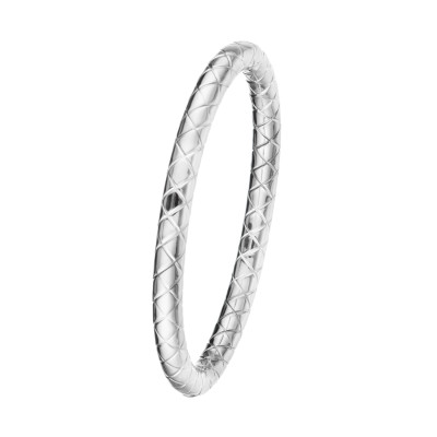 GLOW 104.0793.00 bangle glanzend gerhodineerd zilver geruit patroon 5 mm breedte - Diameter 60 mm