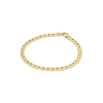 GLOW 104.8330.18 schakelarmband goudkleurig glanzend vierkante schakels 4 mm breedte - Lengte 19 cm
