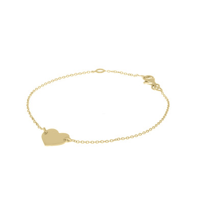 GLOW 104.8382.19 armband met hanger goudkleurig hartje glanzend 12 mm hoog - Lengte 19 cm