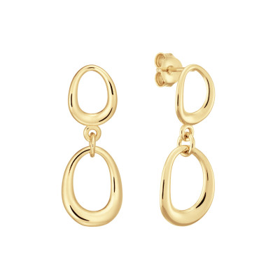 GLOW 106.8612.00 oorhangers gold plated ovaal glanzend - 10 mm breed x 25 mm hoog