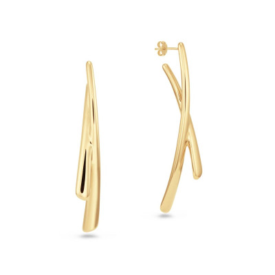 GLOW 106.8678.00 oorhangers goudkleurig gedraaid design glanzend - 10 mm breed x 60 mm hoog