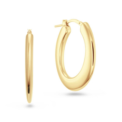 GLOW 107.8680.00 oorringen vergulde ovale vorm glanzend - 4 mm breed x 30 mm diameter