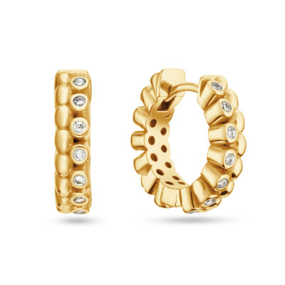 GLOW 107.8939.00 oorringen goudkleurig zirkonia - 4 mm breed x 14 mm hoog
