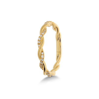 GLOW 114.8371 ring met steen goudkleurige gold plated zirkonia 3 mm breedte