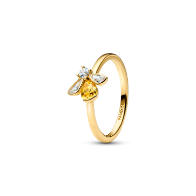 Pandora Timeless 164562C01 - Gele bij ring goudkleurige band en zirkonia