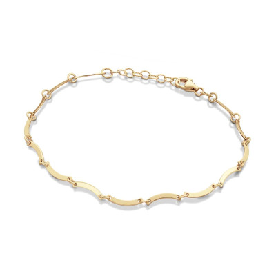 GLOW 204.0110.19 schakelarmband 14-karaat goud golvend patroon glanzend 4 mm breedte - Lengte 19 cm