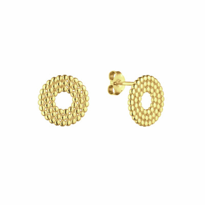 GLOW 206.0025.00 oorknopjes goud bolletjesstructuur rond glanzend - 12 mm diameter