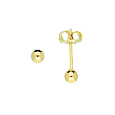 GLOW 206.2020.03 oorknopjes rond 14-karaat goud glanzend - 3 mm diameter