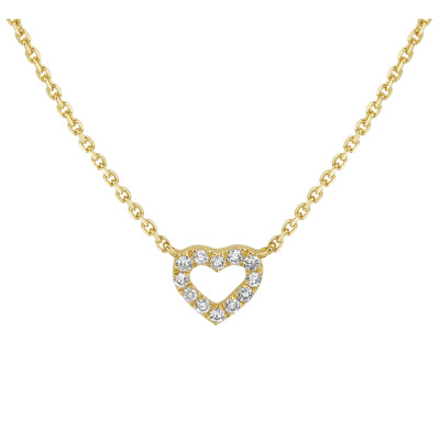 Hartje - Gouden collier met diamanten hartjes - Lengte verstelbaar 41-45 cm