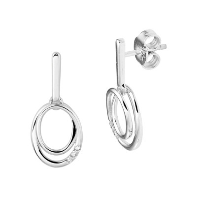 Ovale diamanten oorbellen witgoud - 14-karaat