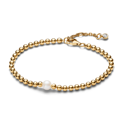 Pandora Timeless 563173C01 - Vergulde kralenarmband met witte parel en zirkonia
