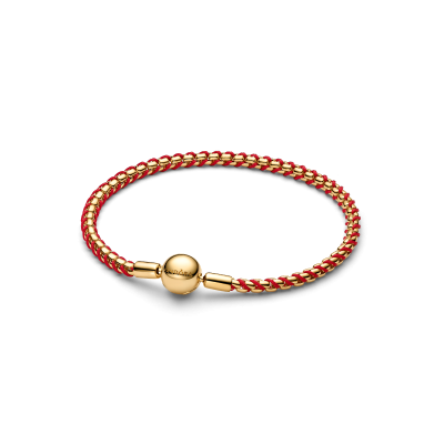 Pandora Moments 563816C01 - Rode bedelarmband gold plated snake chain schakels