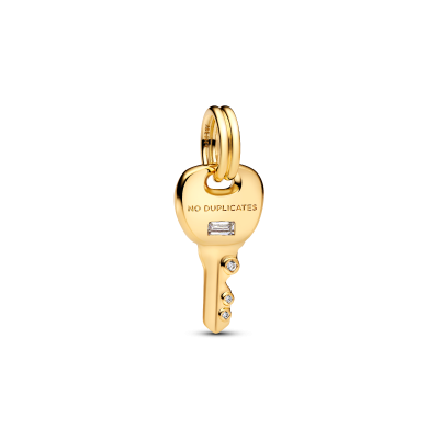 Pandora Moments 764347C01 - Sleutel hangende bedel goudkleurig zirkonia's en tekst
