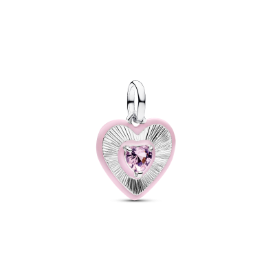 Pandora ME 794409C01 - Roze hangende bedel hartje en zilver gediamanteerd