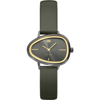 Danish Design Frihed Elvsten IV16Q1305 dameshorloge grijs asymmetrische kast staal en leer - Ø 35 mm