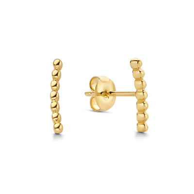 Jackie Gold JKE20.032 - Bolletjes oorstekers 14-karaat goud gebogen design - 11 mm hoog