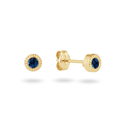 Jackie Gold Kirstenbosch JKE26.612 blauwe oorknopjes 14-karaat goud en topaas - 4 mm diameter