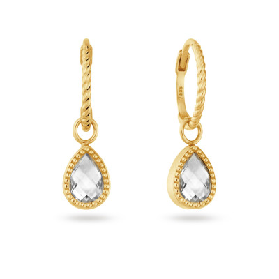 Jackie Gold Amstel JKE26.616 oorringen goud gedraaid en peer geslepen topaas hangers - 22 mm hoog