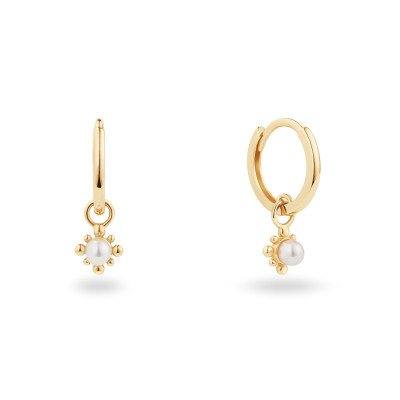 Jackie Gold Boulders Beach JKE26.624 oorringen goud 14-karaat bloem parel hanger - 22 mm hoog