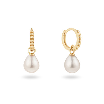 Jackie Gold Camps Pearl Bay JKE26.625 oorringen goud 14-karaat witte parel hanger - 18 mm hoog