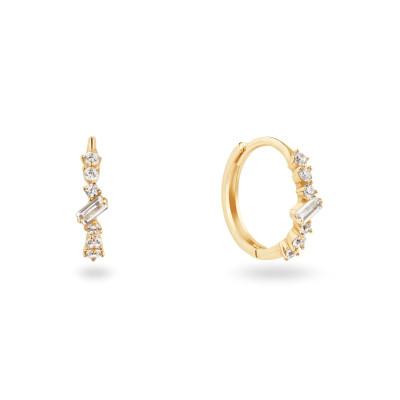 Jackie Gold Clifton JKE26.640 oorringen goud en topaas briljant en baguette geslepen - 12 mm diameter