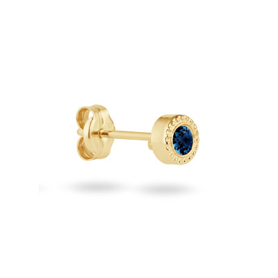 Jackie Gold Kirstenbosch JKS26.612 rond oorknopje goud en blauwe topaas 4 mm - per stuk
