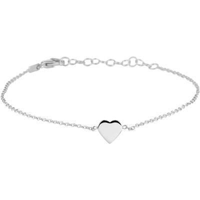 Gerhodineerde zilveren armband met hartvormige hanger en ankerschakelpatroon