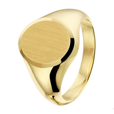 14-karaat gouden zegelring met graveerbare ovale bovenkant