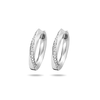 Zilveren klapoorringen met zirkonia rij - 16.5 mm diameter