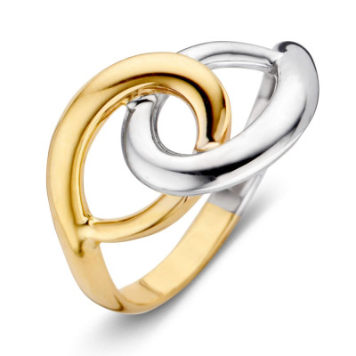 Knoopvormige ring van 14-karaat bicolor goud - Elegante knoop zonder stenen