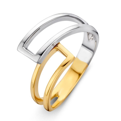 Bicolor crossover ring met modern kruisend ontwerp